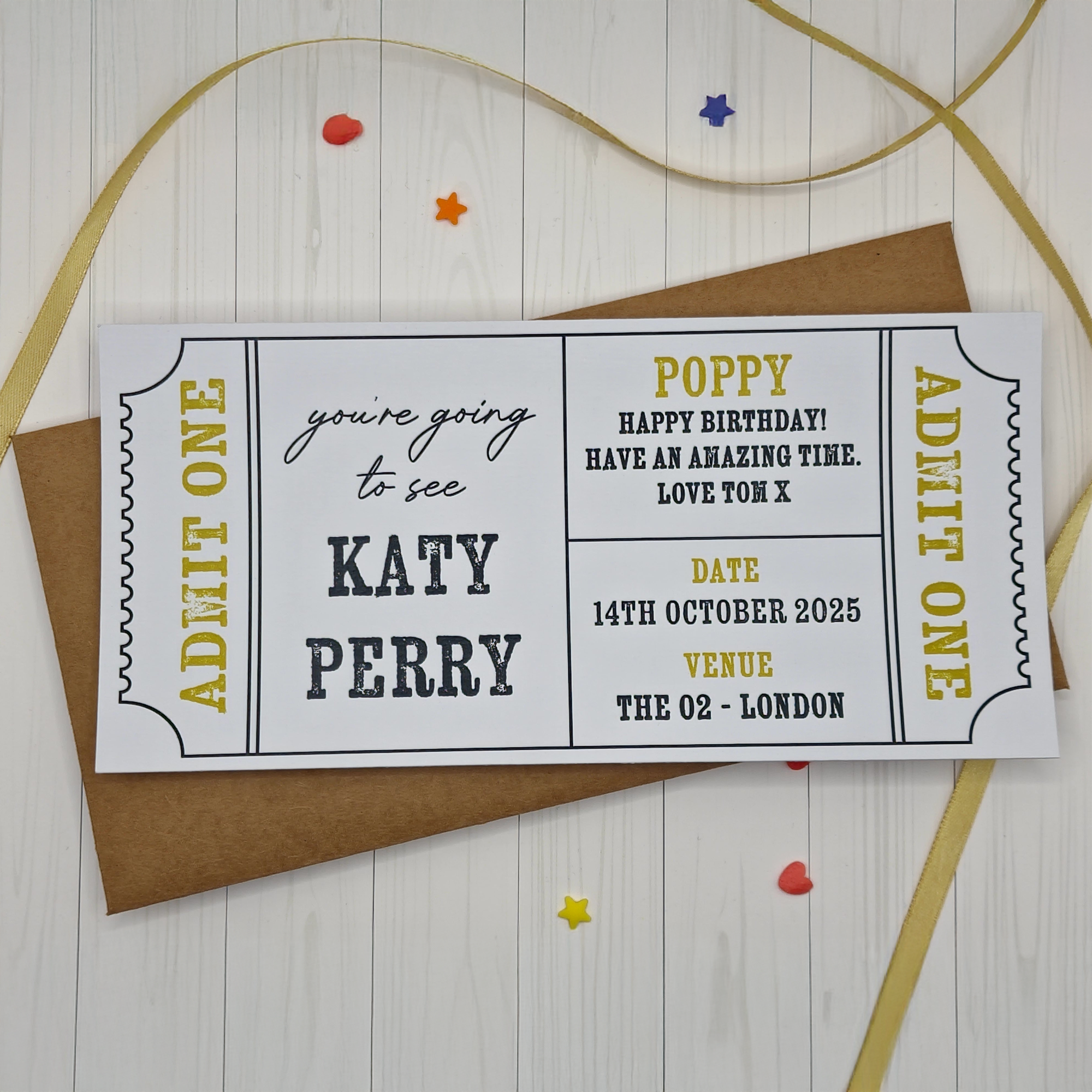 Personalised Theatre Ticket Event Concert Reveal Scratch Card