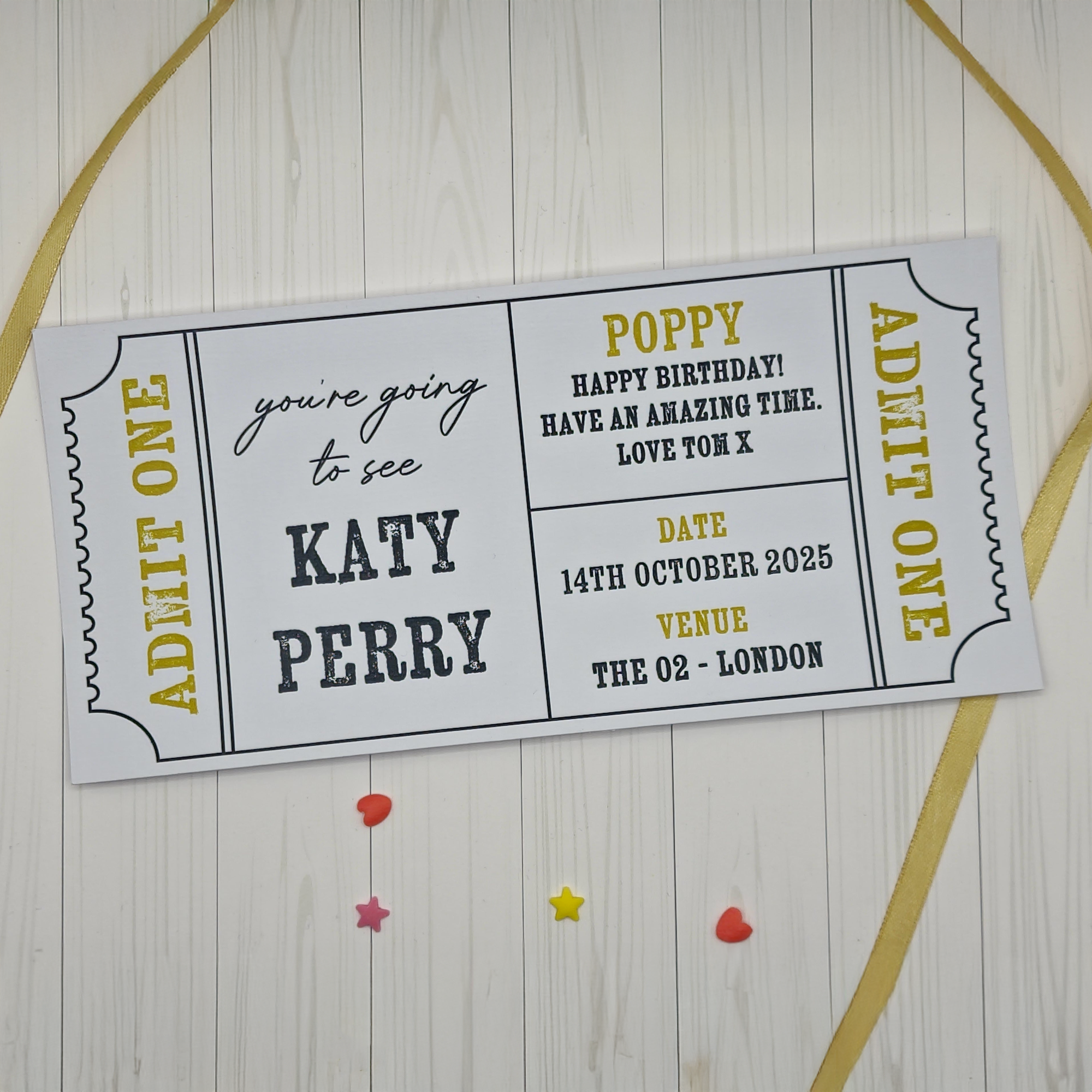 Personalised Theatre Ticket Event Concert Reveal Scratch Card