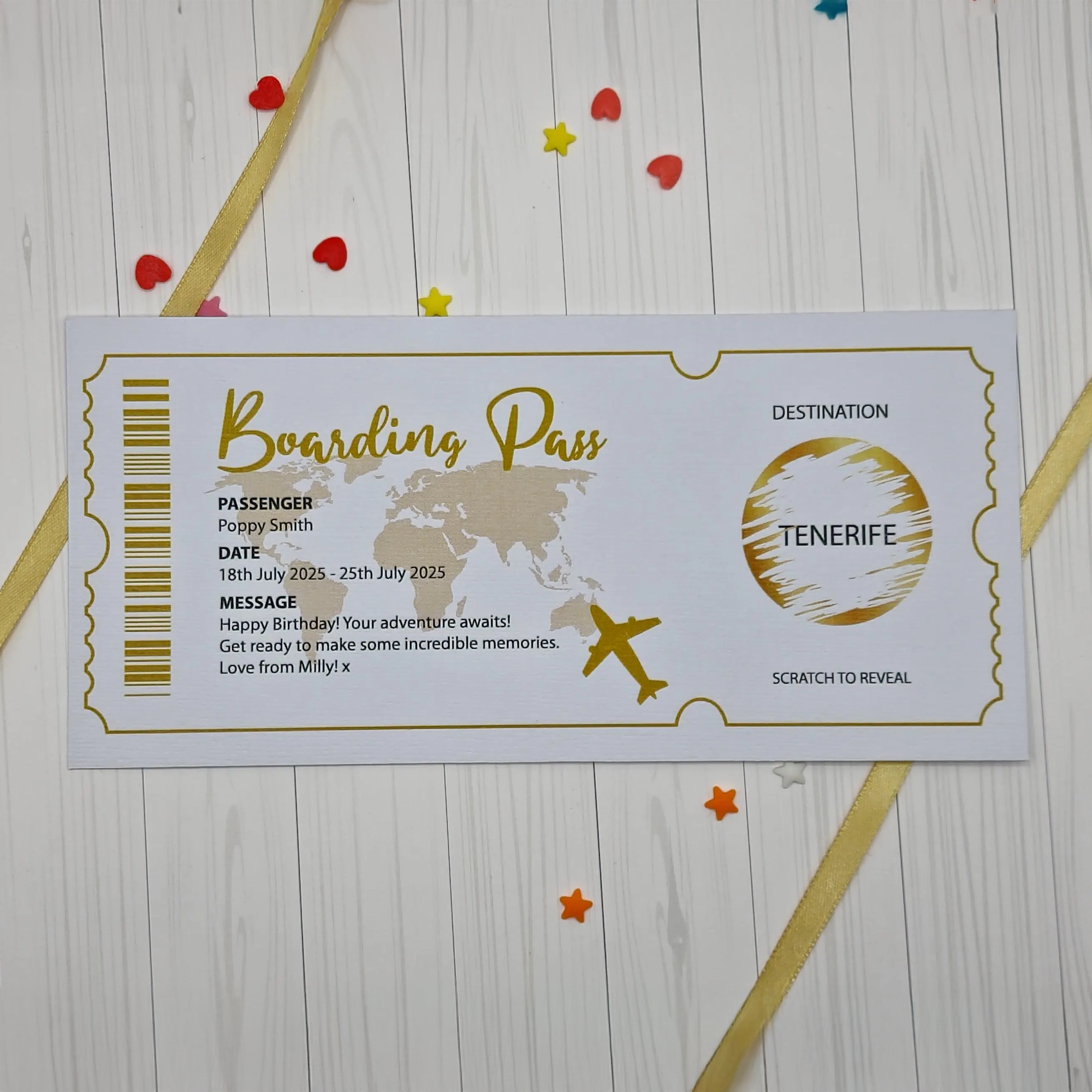 Personalised Boarding Pass Scratch Reveal Card – Holiday or Flight Ticket