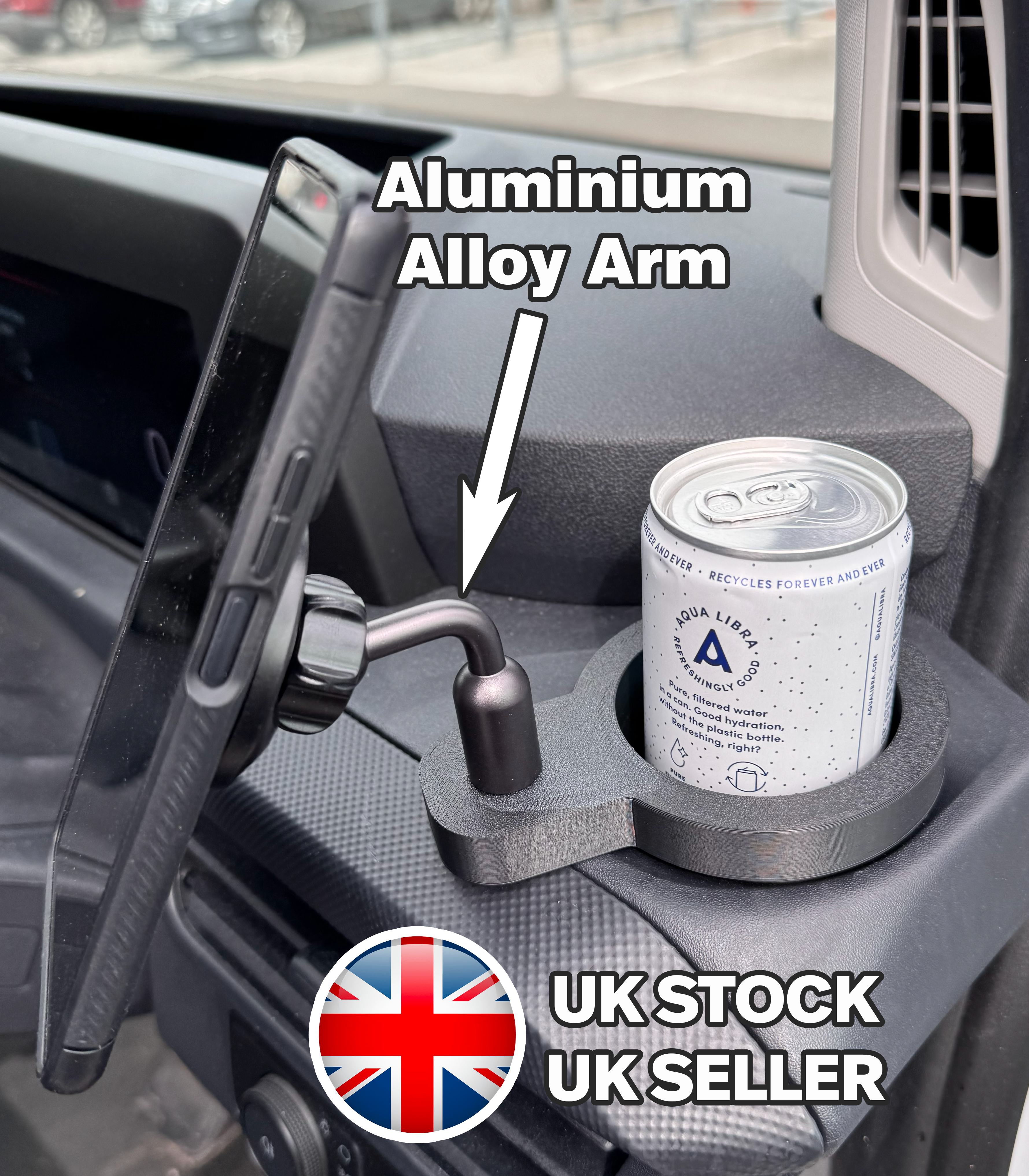 Aluminium Magnetic Phone Holder Mount for Ford Transit Custom (2013 - Present)
