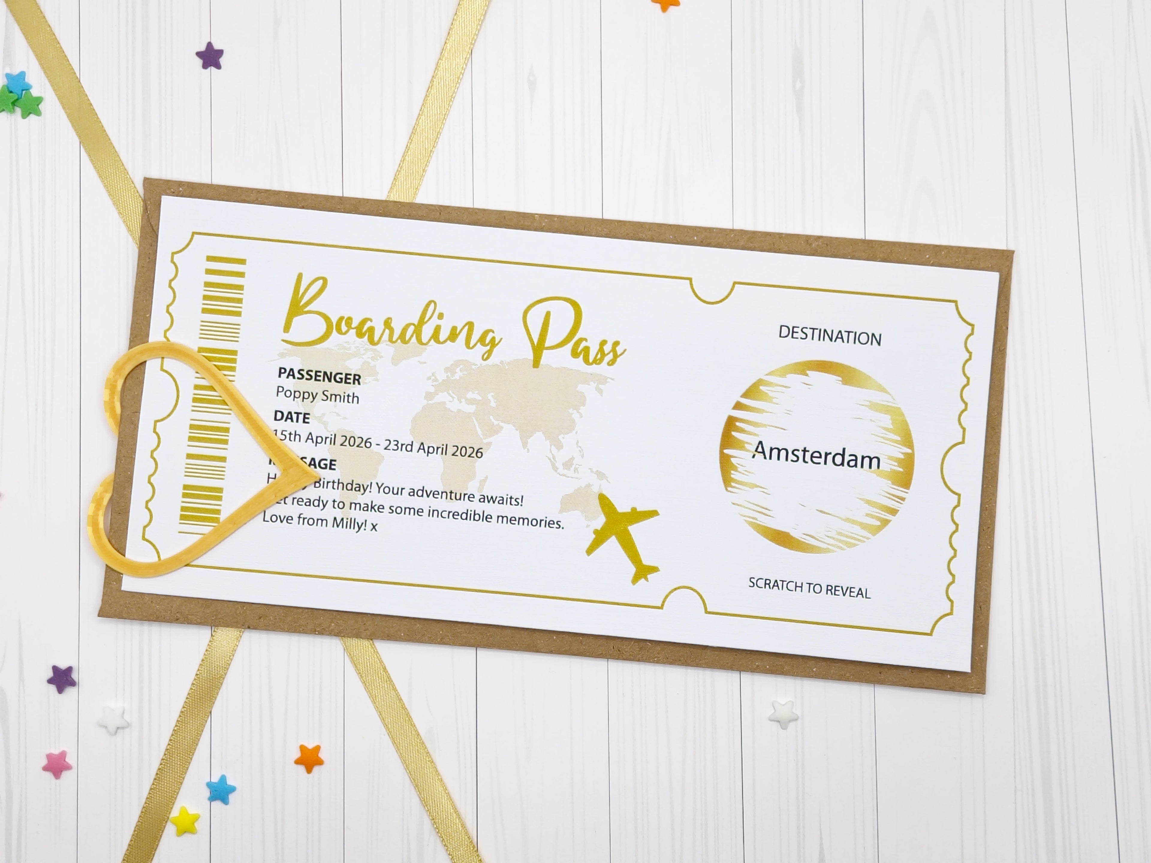 Personalised Boarding Pass Scratch Reveal Card – Holiday or Flight Ticket