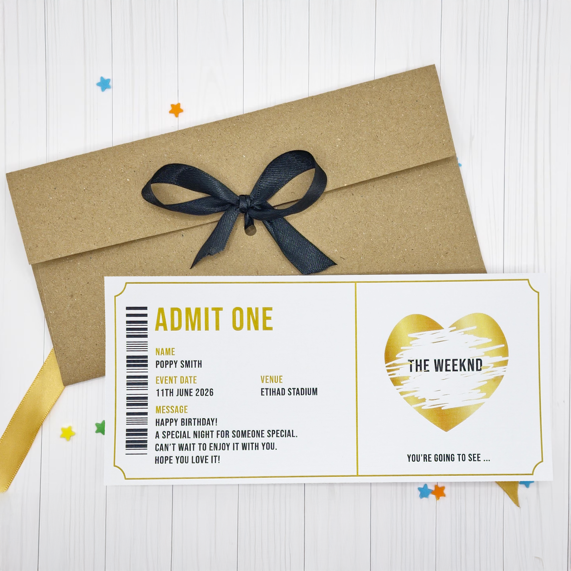 Personalised Theatre Ticket Event Concert Reveal Scratch Card