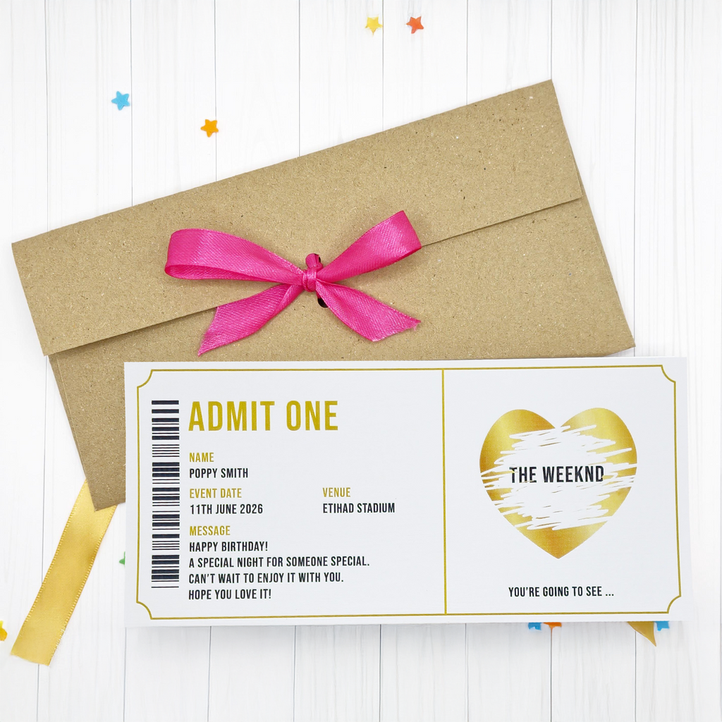 Personalised Theatre Ticket Event Concert Reveal Scratch Card