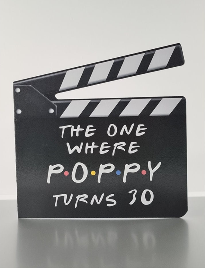 Friends Clapper Board Personalised Birthday Card- Special - any Name and Age