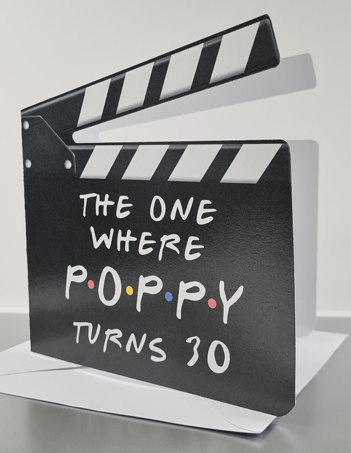 Friends Clapper Board Personalised Birthday Card- Special - any Name and Age