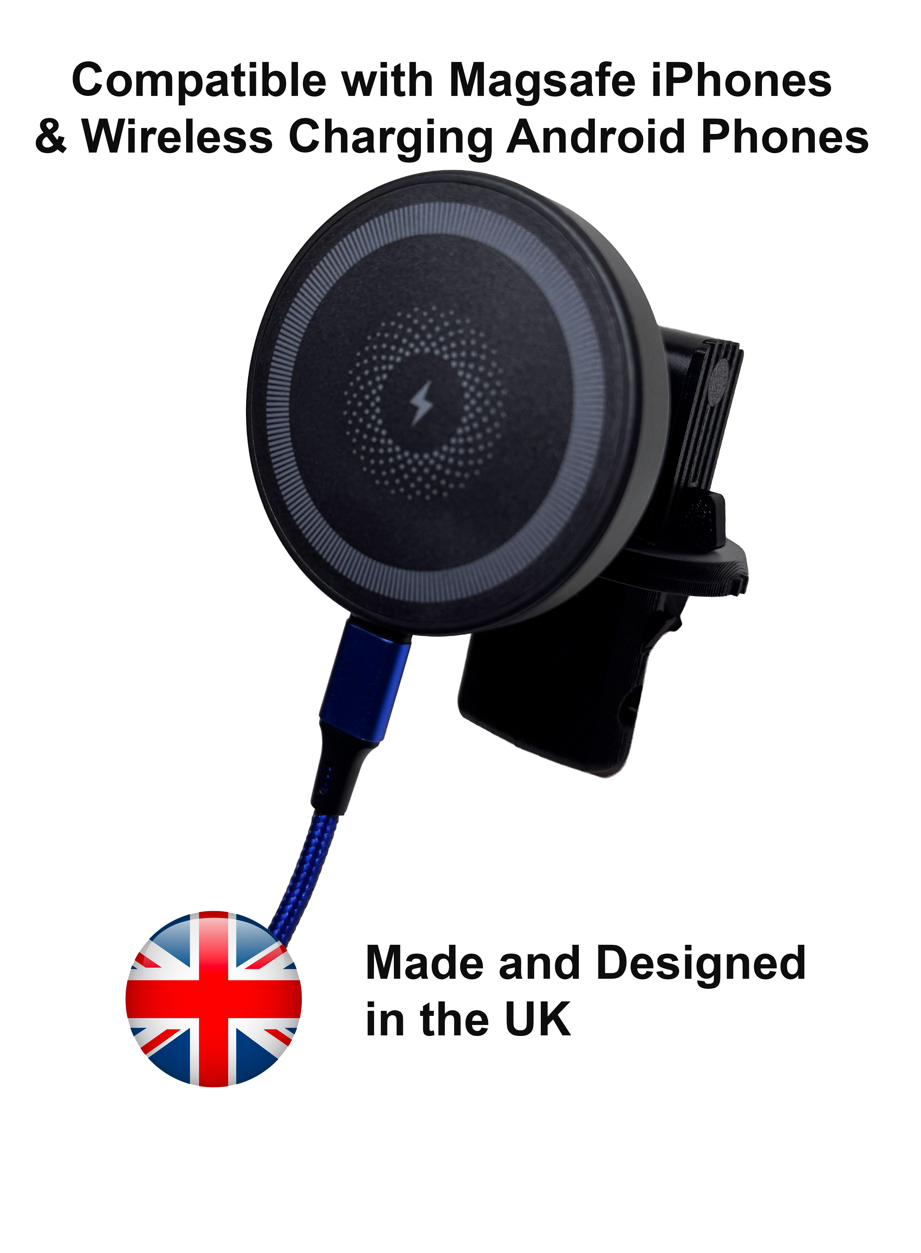 Fiat / Abarth 500 - Wireless Phone Holder Charger 68R Mount - Aluminium Head