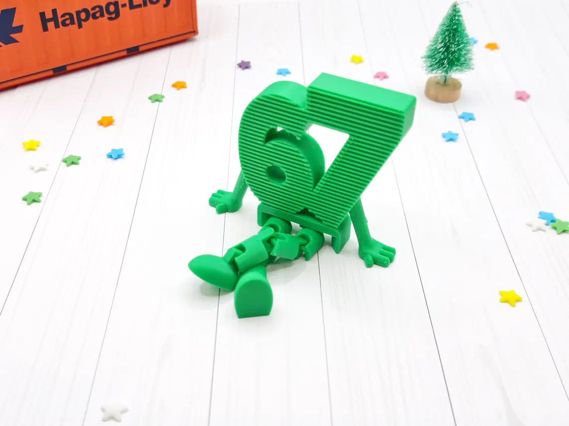 67 Meme Figure Sitting Numbers Decor | 6-7 Trending Number Sign |